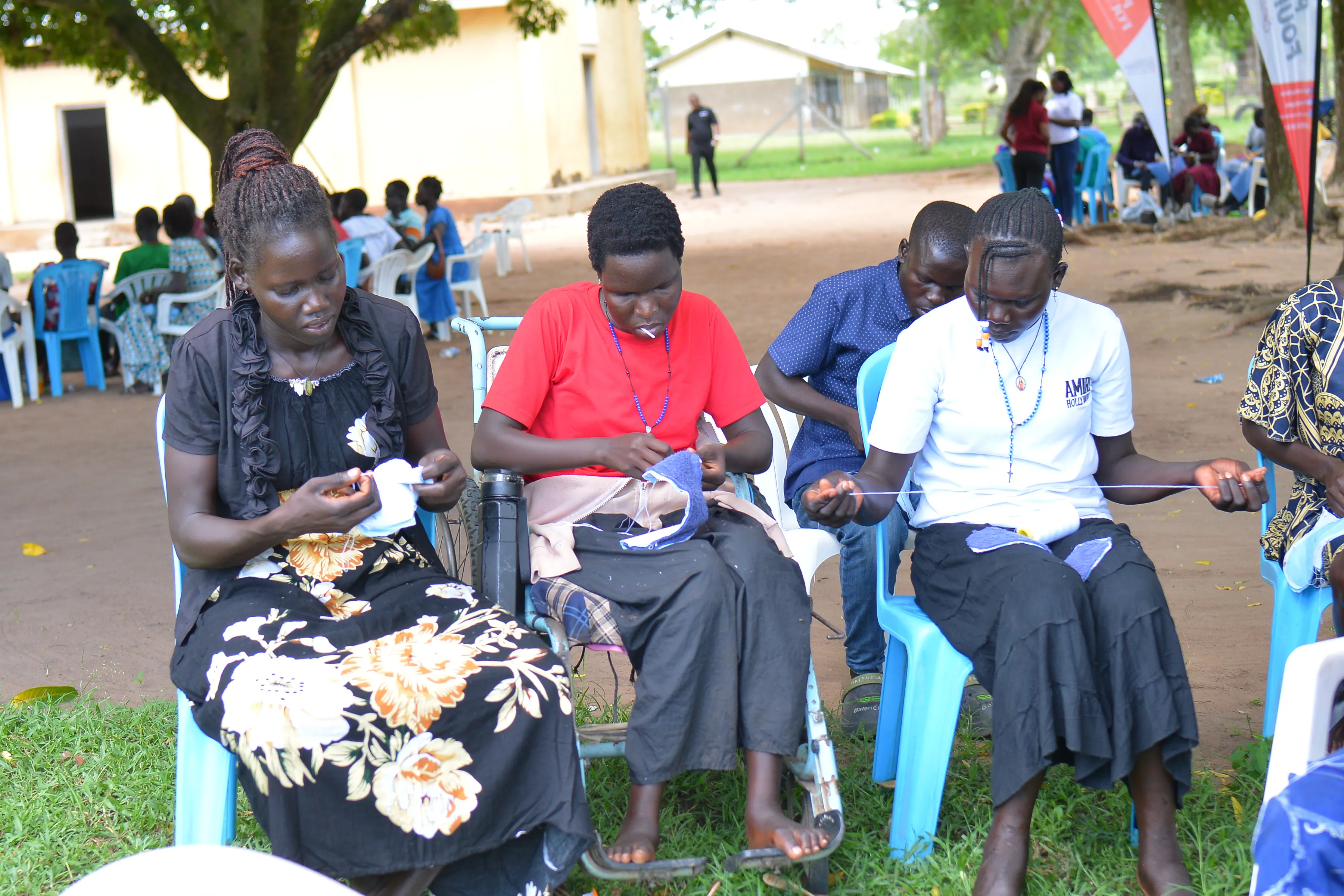 Re-usable pads making in Adjumani