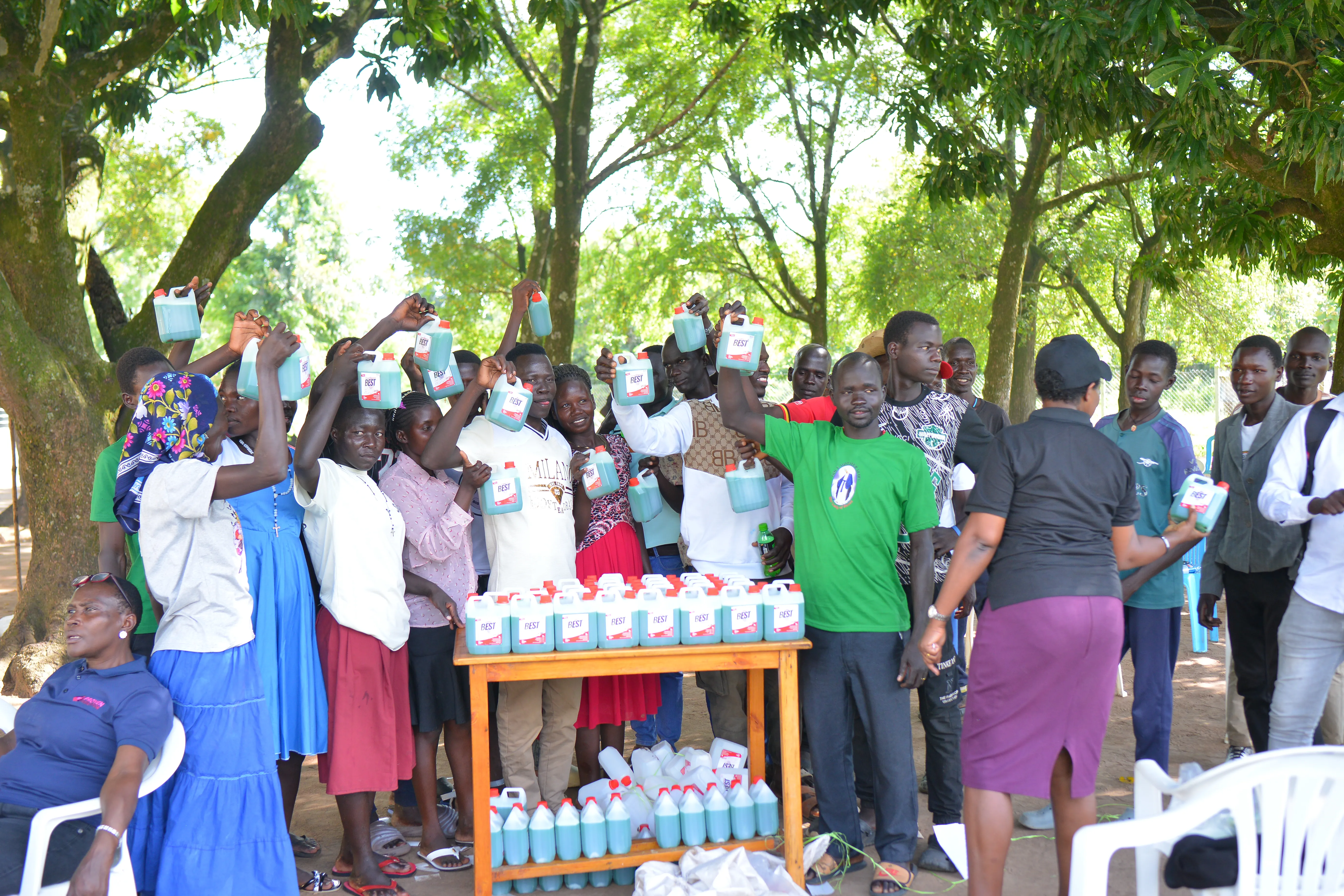 Liquid soap making in Adjumani